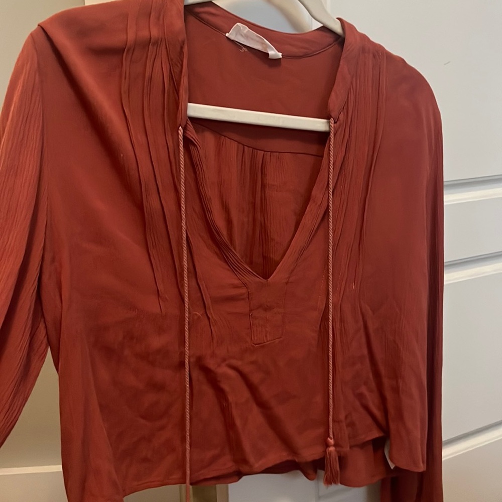 Rust long sleeve thin blouse